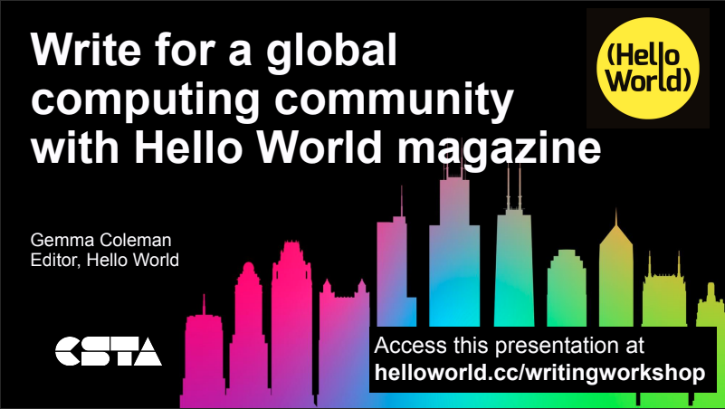 hello world magazine title slide